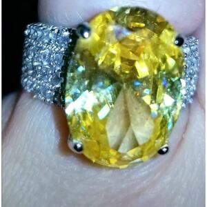 BELLA LUCE from JTV Women Simulated Canary DIAMOND CZ -Size 10 RING-RHOD/SS